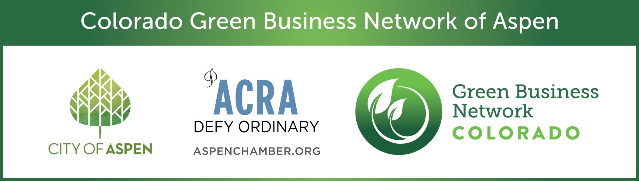 city of aspen, aspen chamber of commerce, and colorado business green network logos 