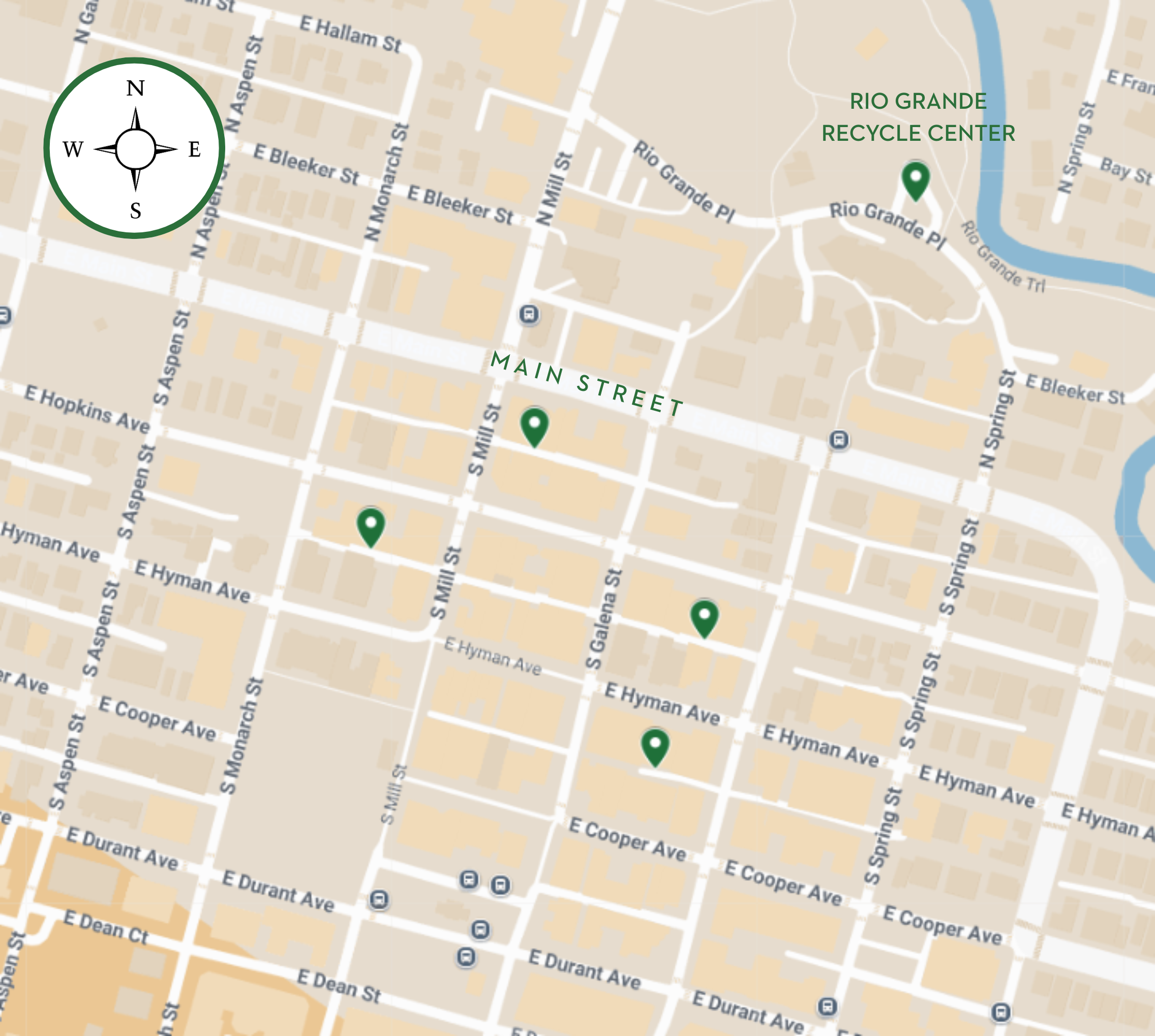 An image displaying a map where compost bins are located